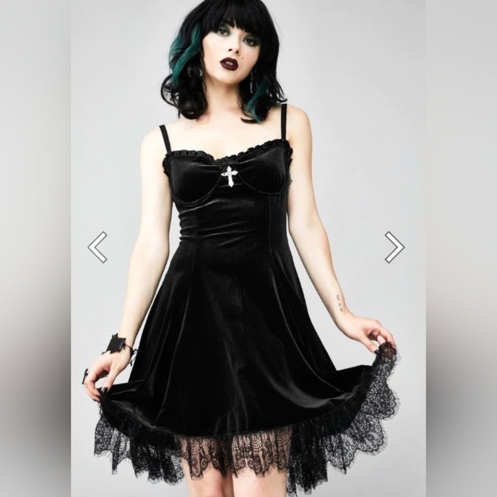 Black velvet and lace dress